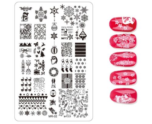 Christmas Theme Manicure Stencils Nail Art DIY Image Stamping Plate MR01 02 03 - Picture 13 of 18