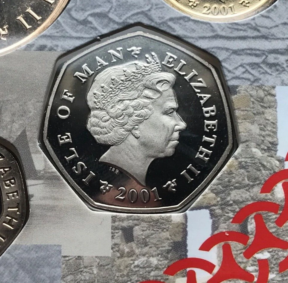 2001 ISLE OF MAN CHRISTIANITY ON MANN HOLY CROSS FIFTY 50 PENCE COIN DIE AA BU - Image 4 of 4