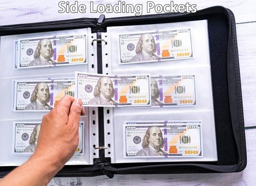 Cash Collection Book, Binder Currency Holder Album with 180 Pockets Paper Mon... - Picture 5 of 9