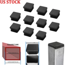10pc Plastic 1" inch Square Hole Plug Tube End Cap 1x1 Glide Feet Tips Inserts