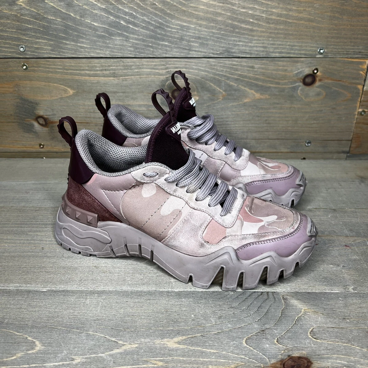 Valentino Garavani Chunky Rock Runners Pink Camouflage Trainers EU