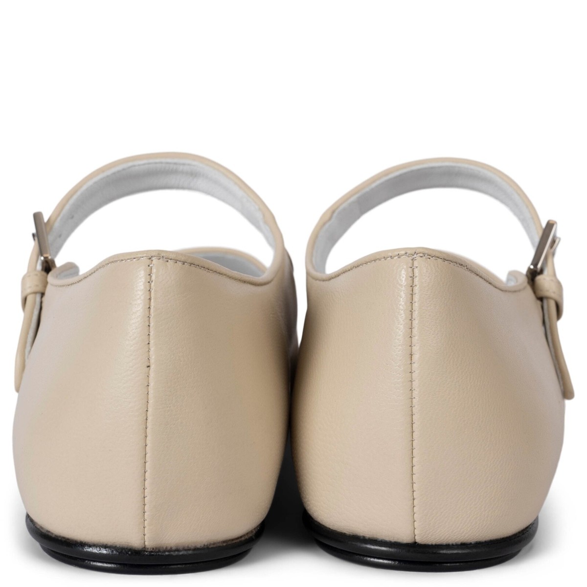 70656 auth THE ROW cream leather AVA MARY JANE Ballet Flats Shoes