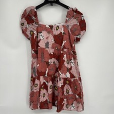 NWT Loft Summer Dress Women’s Sz 0 P Pink Red Floral Babydoll Short Boho Hippie