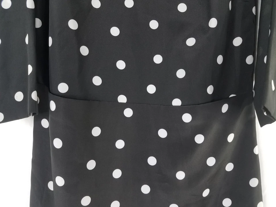 Vestido J Crew para mujer talla 0 Negro Blanco Lunares Manga 3/4 Casual Foto 4 de 4