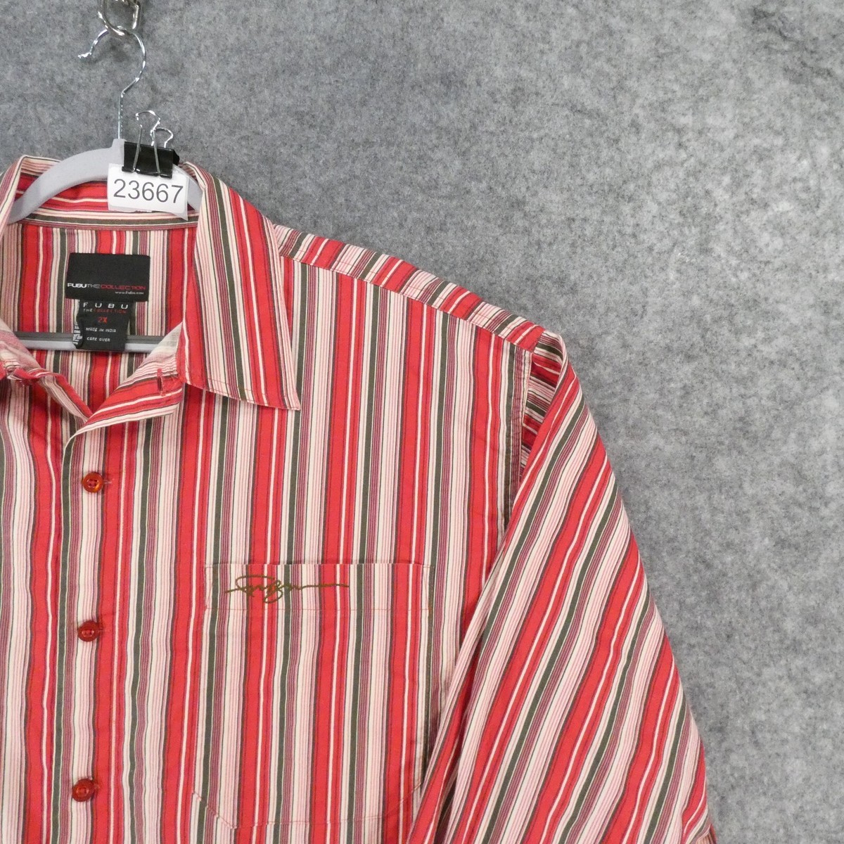 Fubu The Collection Shirt Mens XXL Long Sleeve Button Up Red