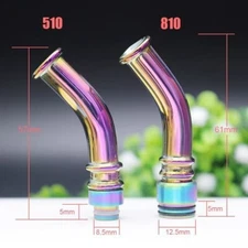 1PCS 810/510 Rainbow Long Straw Tip Curved Glass Drip Nozzle Accessor