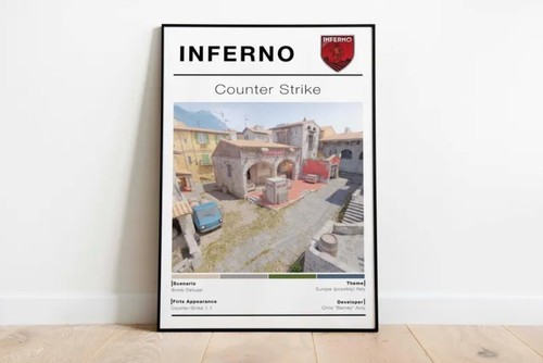 CSGO Karte Inferno Spiel Poster | Minimalistisch Vertikal