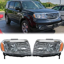 Pair Chrome Headlights Headlamp Assembly For 2012-2015 Honda Pilot LEFT&RIGHT