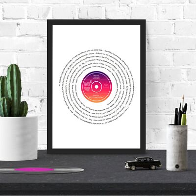 Individueller Vinyl Text Musik Druck, erstes Tanzlied, personalisierte Schallplatte Kunst,