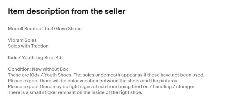 Merrell Barefoot Trail Glove Vibram scarpe da bambino sneakers taglia 4 5 giovani lavanda