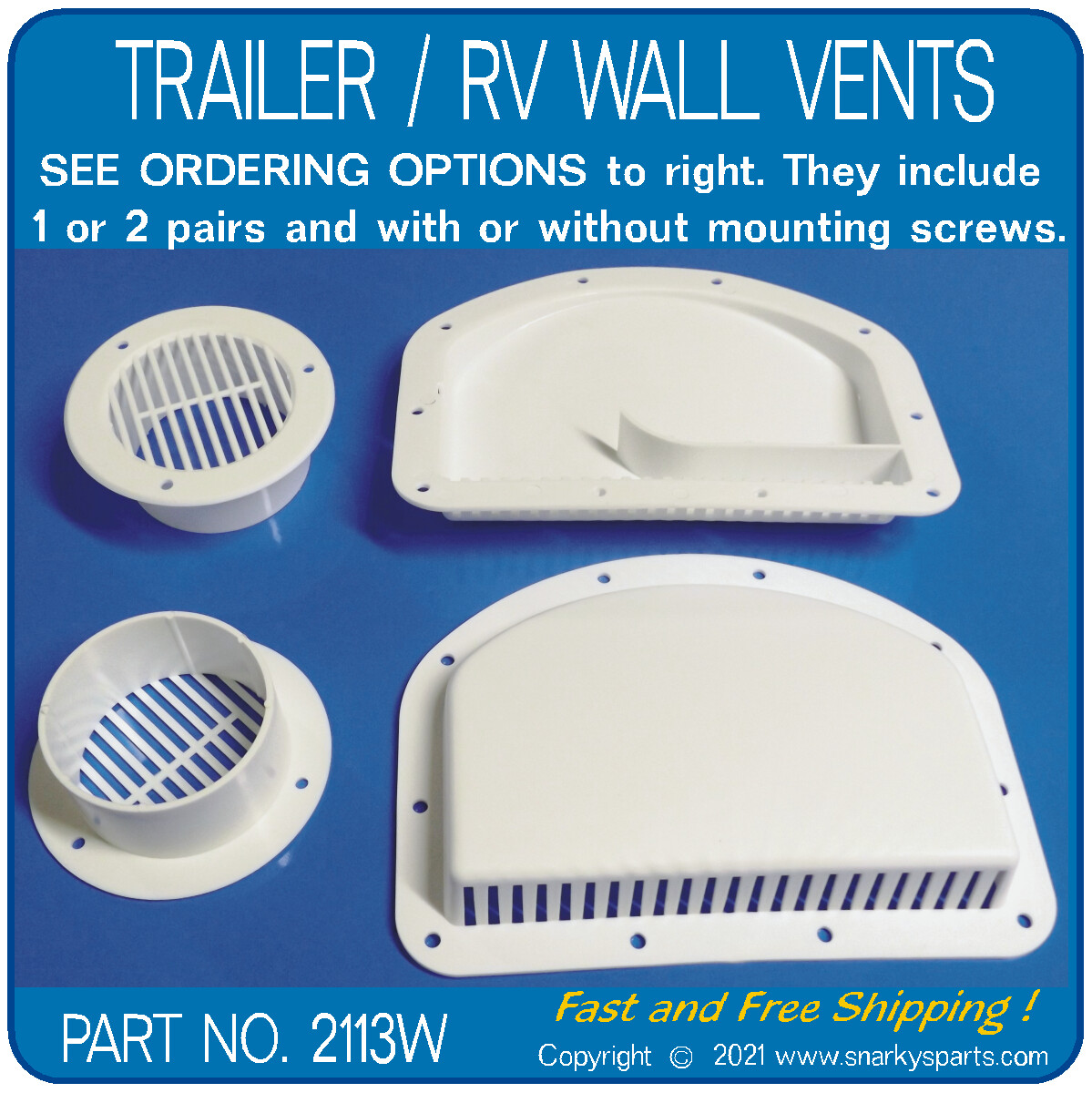 TRAILER / RV VENTS, WHITE, 1 inner, 1 outer, Utility, Livest