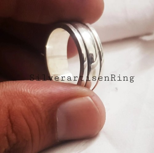 925 Sterling Silver Spinner Ring, Meditation Ring, Thumb Ring, Band Ring - Picture 5 of 8