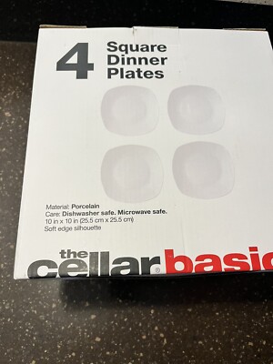 THE CELLAR White SQUARE DINNER PLATES, SALAD PLATES, BOWLS LOT OF 12