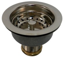 Signature Hardware 414086 Deep Strainer Basket with Lift Stopper Polished Nickel