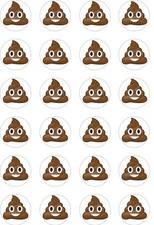24 x PRECUT POO EMOJI  RICE/WAFER PAPER CUP CAKE TOPPERS