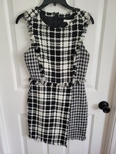 Gianni Bini GB Womens Sleeveless Tweed Houndstooth Midi Dress Size Small