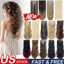 Real Weaving Synthetic Curly Straight Full Head Clip In Natural Hair Extensions