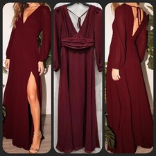 LULUS Love You So Burgundy Long Sleeve Maxi Dress**Gorgeous Size SMALL**NWOT**