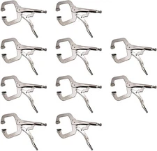 HFS(R) 1-Inch Swivel Pad Locking C-Clamp Locking Pliers (10 pcs)