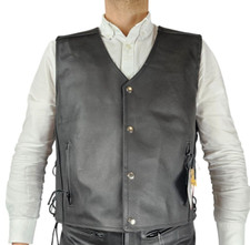 Gilet En Cuir Smanicato Gilè Moto Custom HARLEY Harleista Vintage Cafè Race L