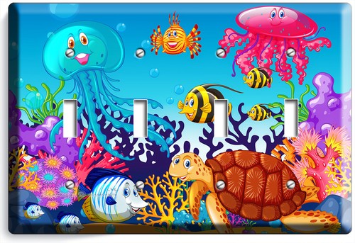 COLORFUL MARINE ANIMALS SEA LIFE LIGHT SWITCH OUTLET WALL PLATE OCEAN ROOM DECOR - Picture 15 of 34