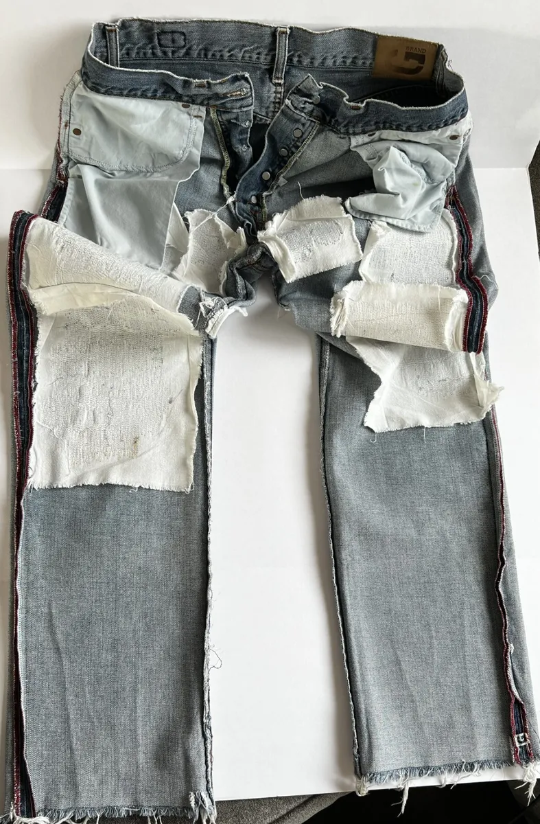 BRAND Jeans MADE IN ITALY MULTI COLOR Distressed Raw Cuffs 34 | eBay