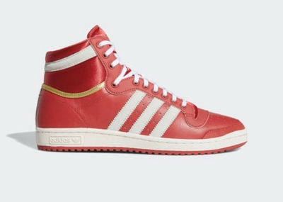 #ad adidas Top Ten High Red White Stripes With Gold Trim Size 10.5 $54.99