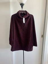 Fabrycznie nowy z metką Uniqlo Bordowy Czarny Tweedowy Lejek Szyja Tunika Top Polar 31" Oversize Rozmiar XL