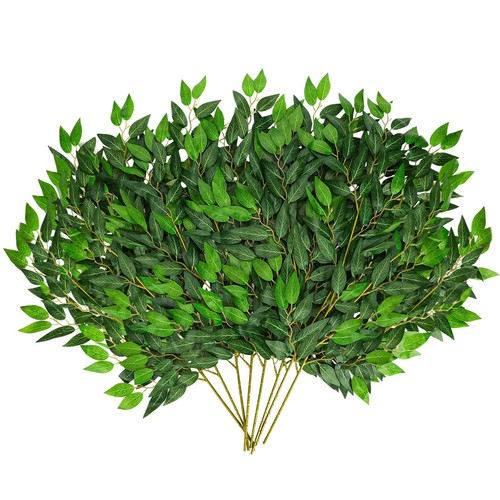 24pcs Italian Ruscus Greenery Stems, 27.6in Artificial Green Leaf Garland Vin...