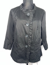 INC International Concepts Women’s 1X Black Ruffled Collar Jacket Blazer q8
