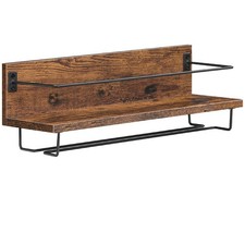 Wooden Wall Mounted Wine Rack Home Bar Wine Glass Bottle Floating Shelf Unit UK