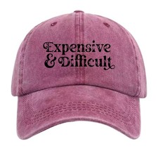 Expensive & Difficult Minimalist Quote Vintage Washed Dad Hat Denim Baseball Cap