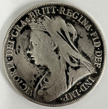 1900 SILVER CROWN LXIV EDGE QUEEN VICTORIA VEILED HEAD DRAGON NUMISMATIST - 28G
