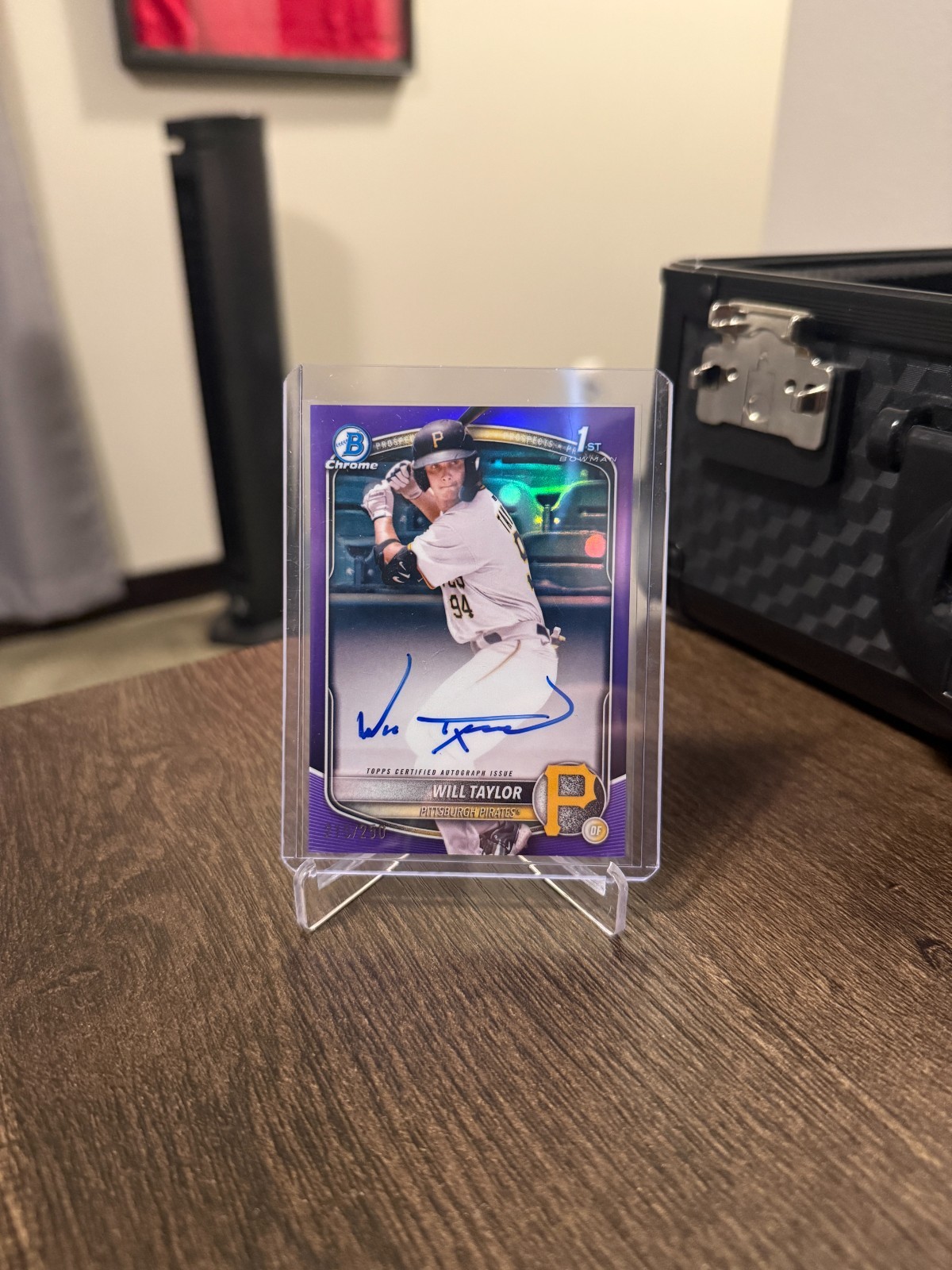 2025 Bowman Chrome Will Taylor 1st Bowman Purple Auto /250 #CPA-WT Pirates