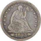 1853 Liberty Seated Silver Quarter Arrows and Rays VF Uncertified #315