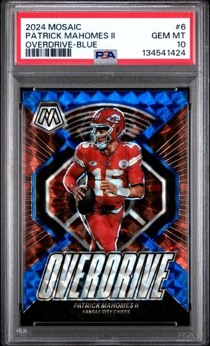 2024 PANINI MOSAIC OVERDRIVE BLUE #6 PATRICK MAHOMES II 8/99 PSA 10