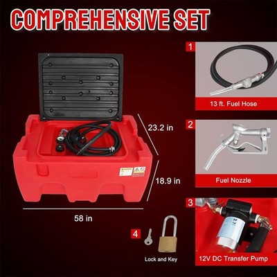 40 Gallon Portable Gasoline Diesel Fuel Transfer Tank with 12V DC Pump for Truck