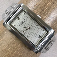 Kenneth Cole Men KC3317 Tank Silver Tone Rectangular Quartz 27mm Watch 7 1/4"