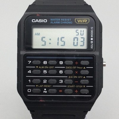 Casio 3208 CA-53W Mens Watch 34mm Digital Calculator Day Date Black Resin
