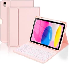 Folio Keyboard Case for iPad (A16) 11th Generation 11 Inch (2025), Light Pink 