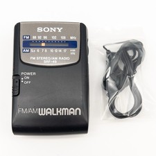 Sony SRF-49 FM/AM Walkman Radio w/ Belt Clip  Earbuds Tested Working