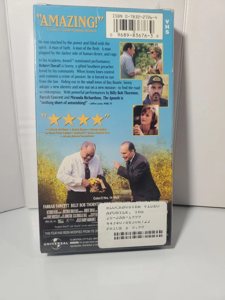 The Apostle 1997 Sealed VHS Robert Duvall Farrah Fawcett - Image 2 of 3