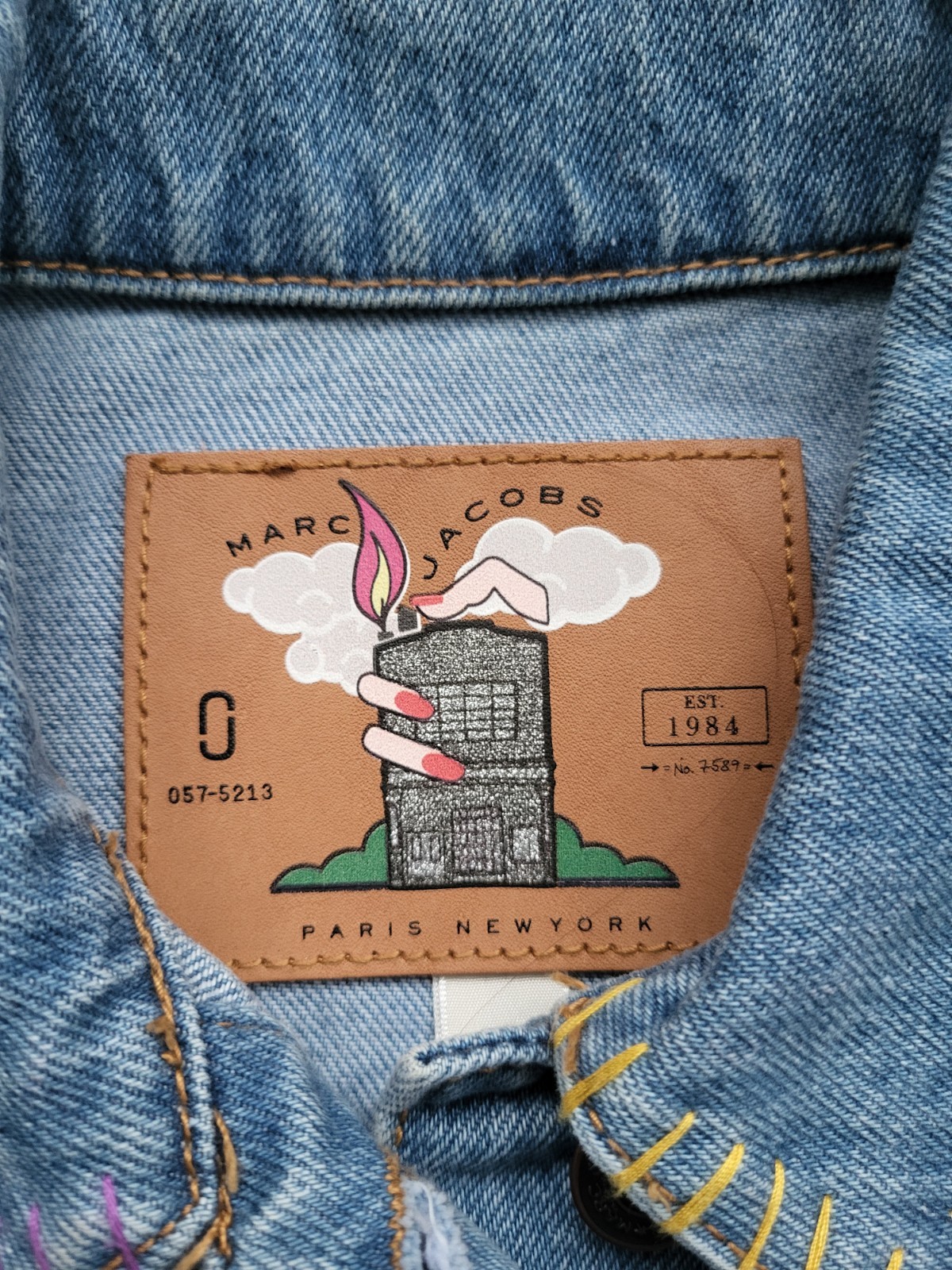 Marc Jacobs Demin Jacket Women's Small Blue Denim Patchwork Badges V.rare image 2
