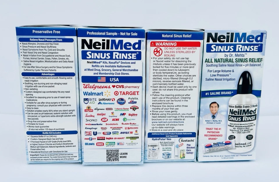 Lot of 8 Boxes - NeilMed Sinus Rinse Starter Pack Bottle Packet & 4 Nasa Mist - Image 3 of 4