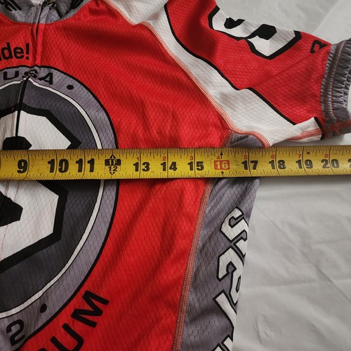 Verge Cycling Jersey Mens Shirt Size X-Large Red & White Back Pouches Full Zip - Picture 4 of 7