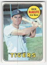 Dick McAuliffe 1969 Topps #305 Detroit Tigers Pr-Fr Tape