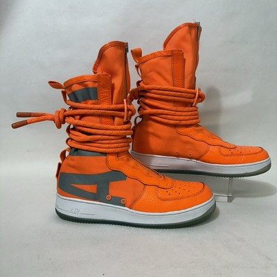 Nike SF Air Force 1 High Top Total Orange Lace Up Zip Sneakers AA1128-800