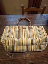 Longaberger Homestead Striped Large Tote Purse Bag 15 X 23 X 8 In
