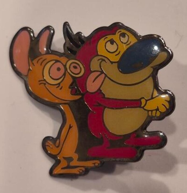 REN and STIMPY, Enamel Metal PIN, Cartoon characters, Badge, 1.25"