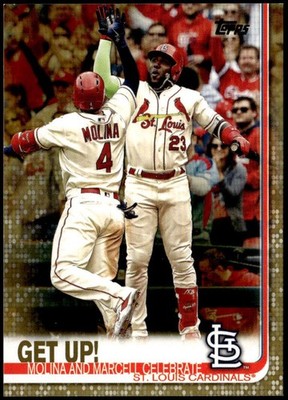 2019 Topps #536 Get Up! Gold #/2019 Yadier Molina Marcell Ozuna
